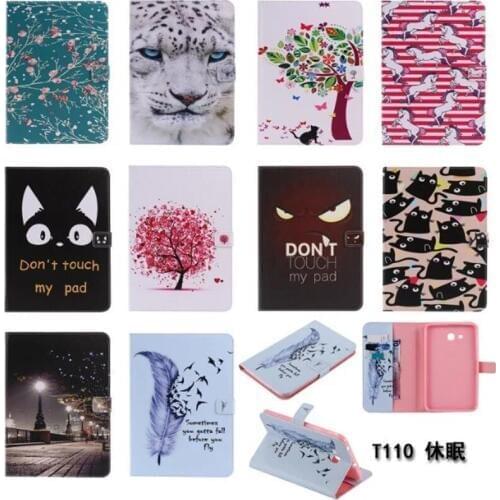 Cartoon Cat Unicorn PU Leather Stand Case Cover For Samsung Galaxy Tab 3 Lite 7.0 SM T110 T111 7'' Tablet Case for T113 T116