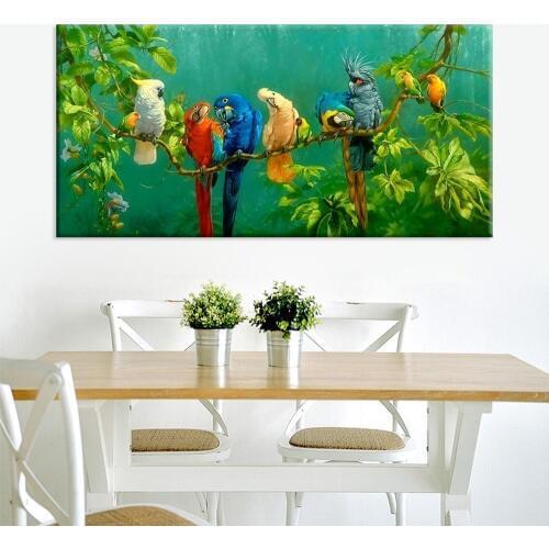 Nature Landscape Decorative Painting Tropical Rainforest Parrot Animal Print Poster Living Room Entrance Decor Wall Art Pictures