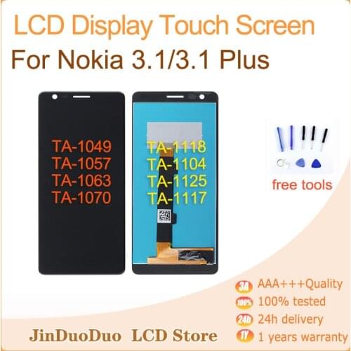For Nokia 3.1 TA-1049 TA-1057 LCD Display Touch Screen Digitizer Assembly For Nokia 3.1 Plus TA-1118 TA-1104 Lcd Replacement