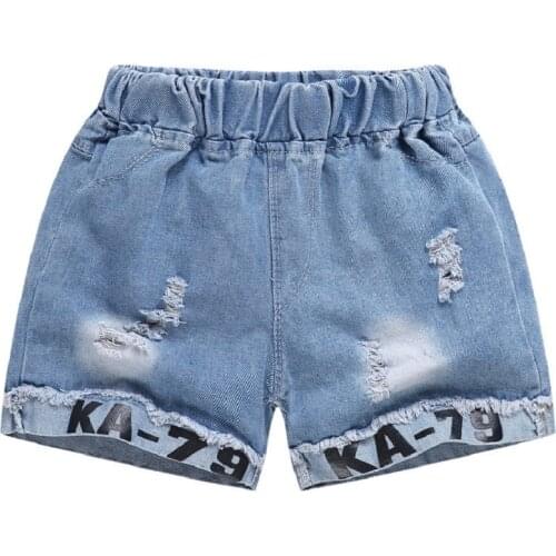 Jeans for Girls Cat Embroidery Short Pants Letter Ripped Jeans for Kids Summer Girls Hot Denim Pants Teenage Girls Clothing 4-12