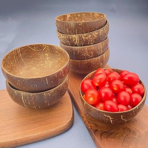Natural Coconut Bowl Spoon set shell 12-15cm salad Noodle Rice fruit snacks wooden Tableware restaurant kitchen