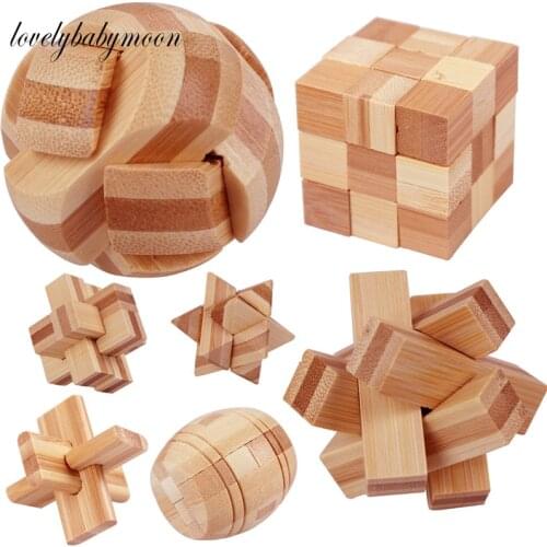 1pcs Kong Ming Luban Lock Kids Children 3D Handmade Wooden Toy Adult Intellectual Brain Teaser Game Puzzle Educational Toys