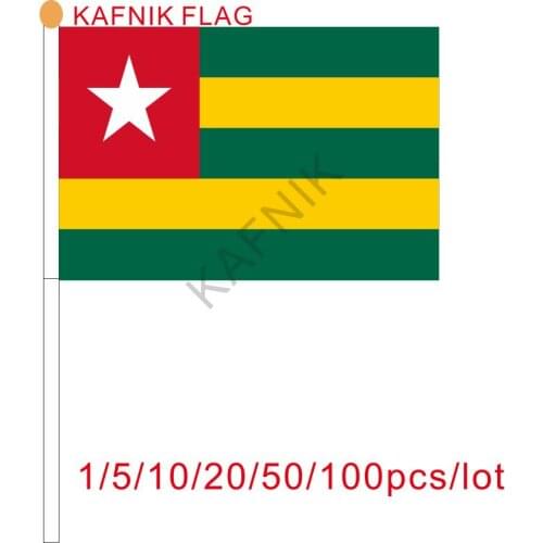 KAFNIK ,10/20/50/100pcs Togo Small Flags 14*21CM with Plastic Hand Held