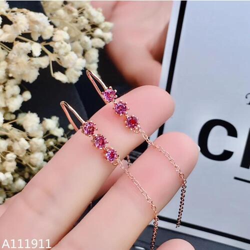 KJJEAXCMY fine jewelry 925 sterling silver inlaid natural Garnet fashion womens earrings support detection popular