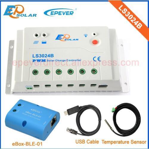 EPEVER PWM Solar Panels controller 30A 24V Max 900W panels LS3024B eBOX-BLE-01 bluetooth function Android Phone apllication