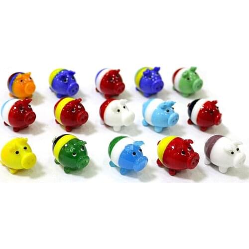 Multi-Color Miniature Glass Pig Figurines Creative Design Cartoon Animal Craft Ornaments Home Table Room Kawaii Decor Collection