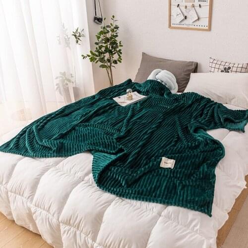 Super Soft Solid Quilted Flannel Blankets For Beds Striped Mink Throw Sofa Cover Bedspread Winter Warm Blankets Throw blanket