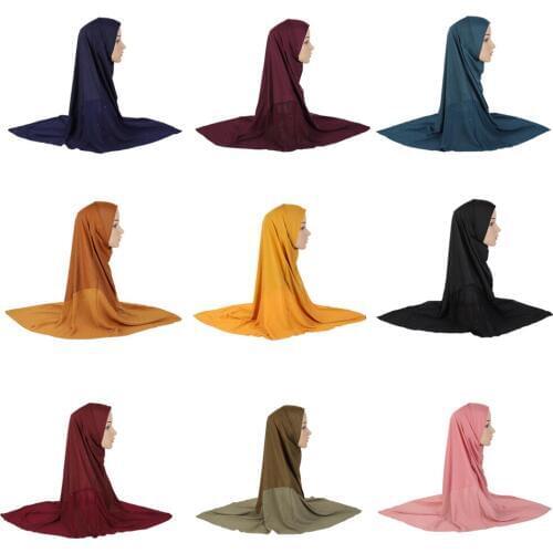 Muslim Women Hijab Ramadan Turban Head Wrap Full Cover Prayer Grament Worship Service Headscarf Diamonds Patchwork Khimar Amira