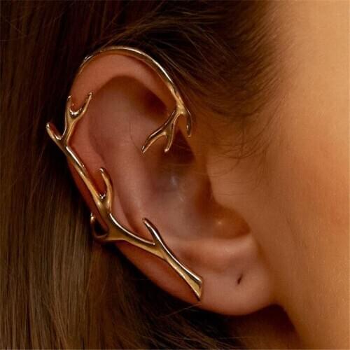 Simplicity Creative Tree Branch Earrings for Women Fashion Non Pierced Female Earrings European And American Jewelry Accessories