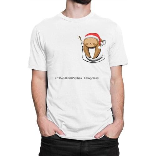 Santa Sloth In a Pocket Xmas T Shirt Funny Christmas Tee Mens and Womens All Sizes