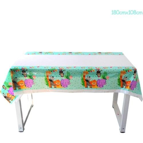 Jungle Animal Elephant lion monkey giraffe zebra theme party Disposable tablecloth zoo theme birthday party plastic tablecover