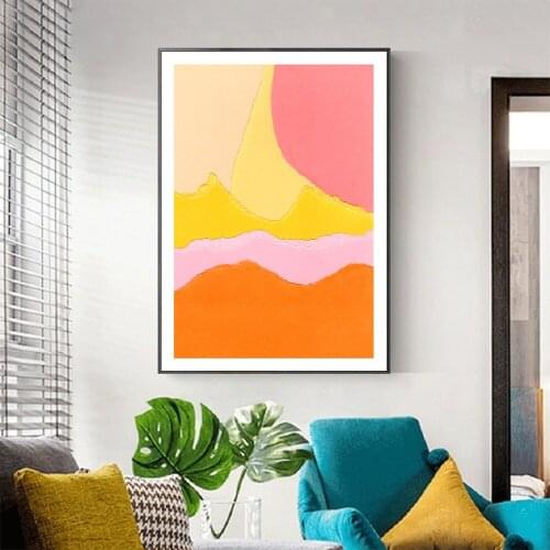 Nordic Multicolored Abstract Yellow And Orange Wall Art Canvas Painting Picture Posters and Prints Gallery Bedroom Home Decor