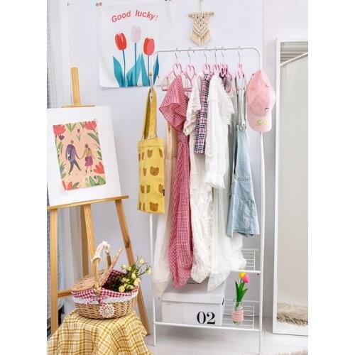 Bag receives floor balcony bedroom simple fold single-pole type household cool hang clothes rack J05