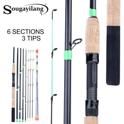 Sougayilang 3m Feeder L M H Power Fishing Rod Portable 6 Sections Carbon Fiber Travel Rod Lengthened Handle Rod Fishing Tackle