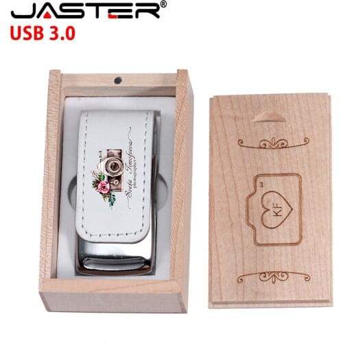 Free custom Logo usb 3.0 high speed usb flash drives 128GB USB Flash 64GB pen drives 32GB USB Stick Leather Usb+Box Wedding gift