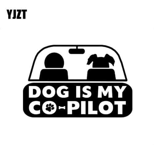 YJZT 15.2CM*10.1CM DOG IS MY CO PILOT Character Pattern Car Vinyl Sticker Decal Black/Silver C10-00198