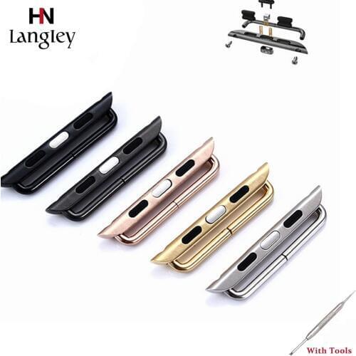 1pair Straps Adapter For Apple Watch band apple watch 4 3 iwatch strap 42mm/38 44mm/40mm Stainless Steel clasp adaptor connector