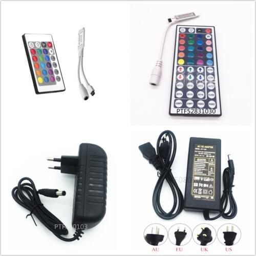 1Pcs DC12V 24key / 44 key RGB IR Remote Controller; 3A / 5A Power supply Adapter For LED Strip light Accessoires SMD 5050 3528