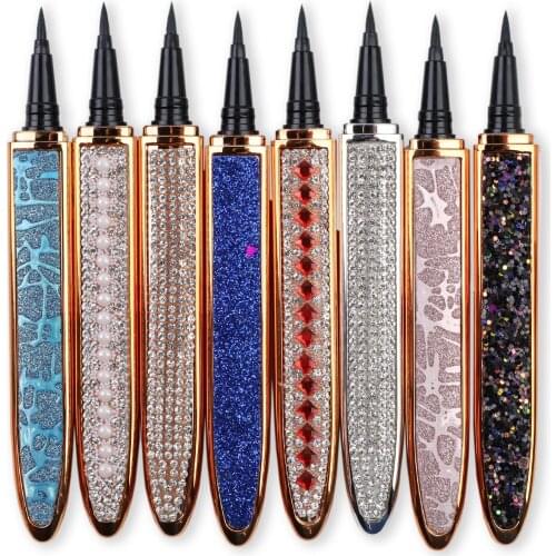 Wholesale 10PC Self-Adhesive 2 In 1 Magic Lash Liner Glue Pen Non Magnetic No Glue Diamond Glitter Liquid Eyeliner Waterproof