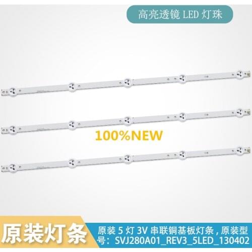 100% New 10set=30 PCS 5LEDs 530mm LED backlight strip for 28inch TV L2830HD 28C2000B SVJ280A01 REV3 5LED 130402 M280X13-E1-H