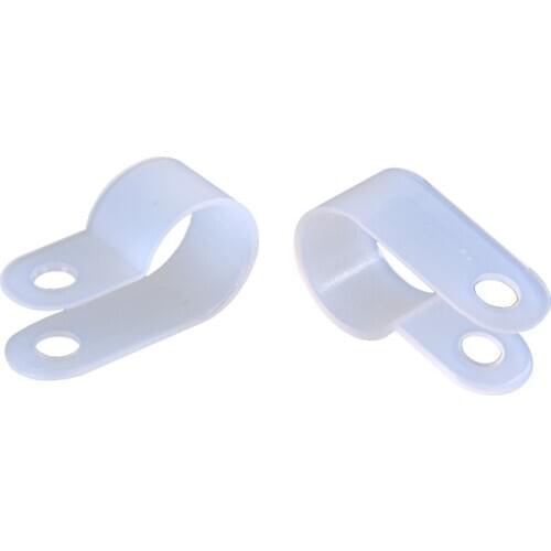 100PCS 10.4mm R-Type white Cable Clamp Plastic Nylon Fasteners Cable Mounting Fix Hardware Durable Useful High Quality