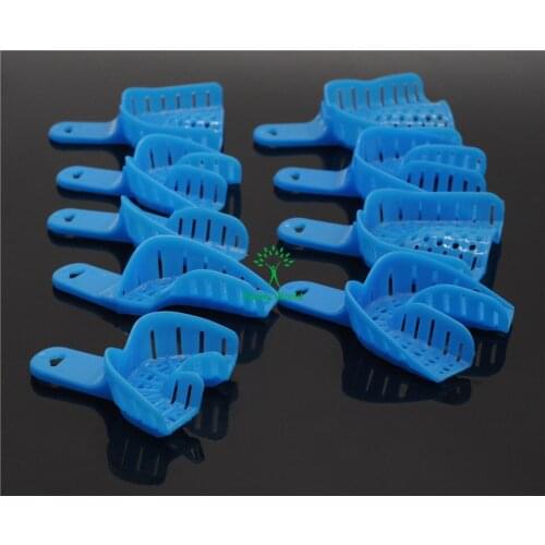 2015 New Dental Plastic Impression Trays Denture Instrument Blue 9Pcs/Set
