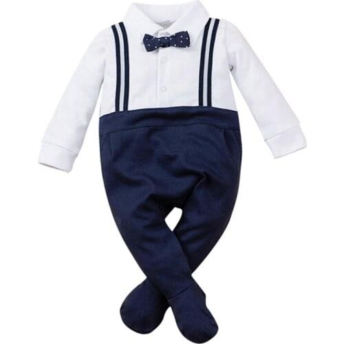 2021 Ins Winter Spring Infant Baby Bodysuit Boys Long Sleeve Patchwork Rompers Jumpsuit Kids Outfits New