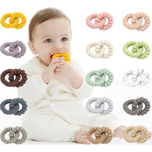 2021 Baby Teether Silicone Beads Fashionble Teether Chain Baby Portable Non-toxic Infant Baby Teether Toys Necklace Accessories