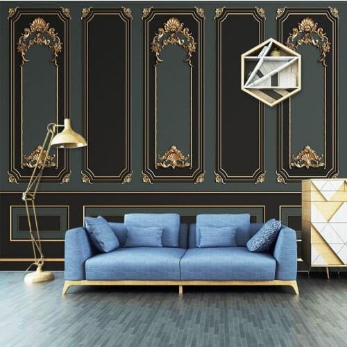 3D European simulation gypsum line mural living room photography mechanism photo background wall decoration bedroom wallpaper