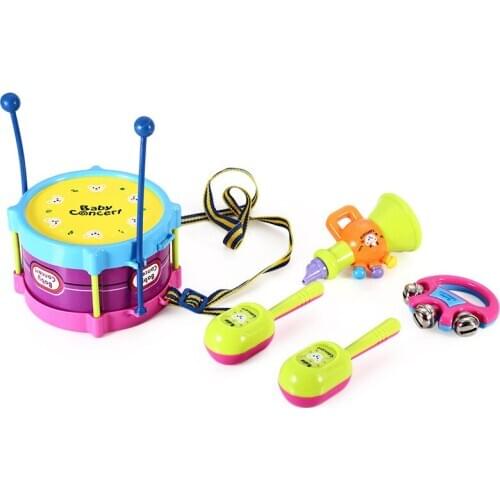 5 Pcs/Set Children Drum Trumpet Toy Music Percussion Instrument Band Kit Early Learning Educational Toy Baby Kids Children Gift