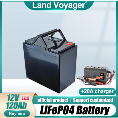 Land Voyager 12.8v 120AH LCD lifepo4 battery100A BMS 12V 120Ah battery for go cart UPS Household appliances Inverter 14.6V 10A