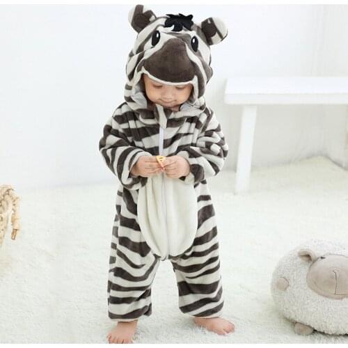 Animal Baby Rompers Kigurumi Unicorn Pajamas Winter Overalls For Kids Baby Boy Girl Christmas Costume Baby Onesie Zebra Jumpsuit