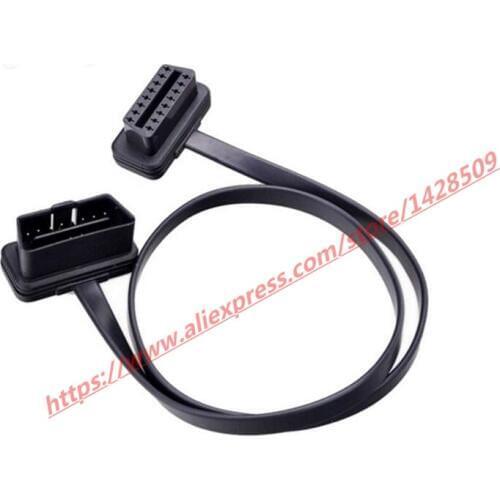 GPRS Flat Thin As Noodle OBDII OBD2 16Pin Male to Female ELM327 Diagnostic Extension Cable Connector 60CM