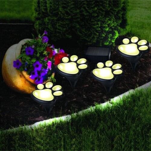 4pcs/Set Solar Paw Print Lights Cat Animal LED Solar Lamps Street Lawn Lamp LED Path Garden Decorative Lighting Outdoor Lamp
