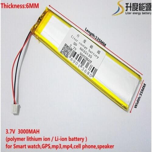 3.7V,3000mAH,6035135 PLIB ( polymer lithium ion battery ) Li-ion battery for tablet pc,GPS,mp3,mp4,cell phone,speaker