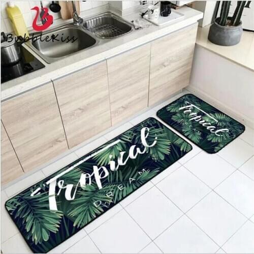 Bubble Kiss Fashion Nordic Green Tropical Plant Leaf Kitchen Mat Bedroom Decor Floor Mats Waterproof Door Mat Entrance Hot Sale
