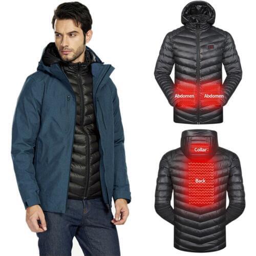 Men Electric USB Heated Hoodie Jacket Winter Warmer Coat