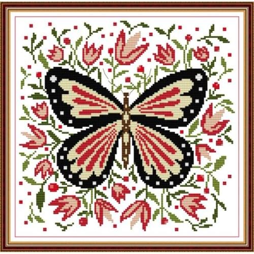 Butterfly Joy Sunday Printed Cross Stitch Kit Embroidery Stamped 11CT14CT Counted Fabric Home Handmade Needlework Decor Gift Set