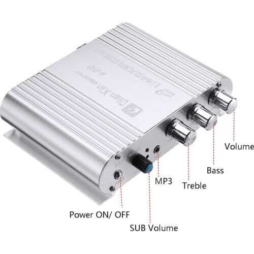 New DX-210 Car 3 Channel Amplifier Stereo Mega Bass 12V-15V Hi-Fi Amplifiers Connect for PC DVD Player MP3 MP4 players Subwoofer