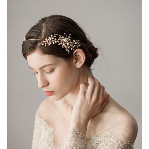 O344 Painted Alloy Handmade Wedding Crown Hairband Bridal Headband hairpiece for Cathedral Wedding