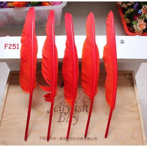 Wholesale 100PCS red goose feathers 12-14inches turkey feathers Turkey Quill Feathers