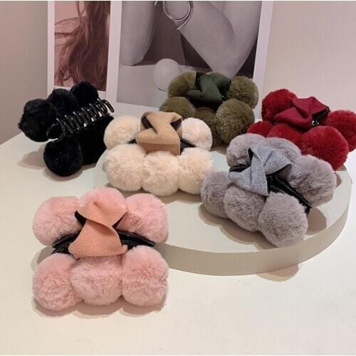 Wholesale winter warm color womens hair accessories hair claw korea style girls elegant hairclips