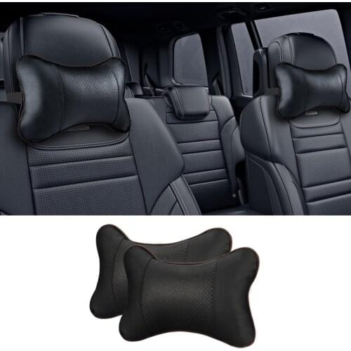 New Car Neck Pillows Pu Leather Head Support Protector Black/Red Universal Headrest Backrest Cushion Easy Install And Clean
