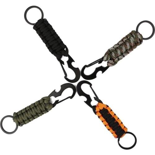 ZK20 Outdoor Keychain Ring Camping Carabiner Military Paracord Cord Rope Camping Survival Kit Emergency Knot Bottle Opener Tools