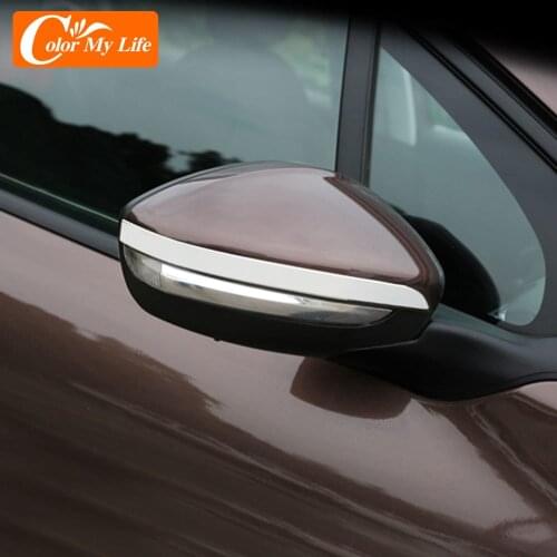 For Peugeot 208 2015 - 2019 Stainless Steel Side Rearview Mirror Cover Strips Rear View Mirror Covers Trim Sticker Accessories