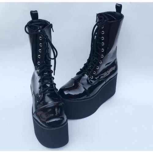 Princess sweet punk shoes Summer round head zipper Increased slippery soft girl muffin thick bottom boots Harajuku an1214