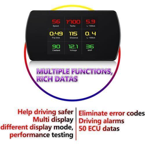 BigBigRoad Car HUD OBDII 2 Speed Windscreen Projector Head Up Display For Dodge Journey Viper Dakota Durango Charger Challenger