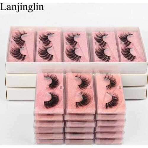 Wholesale eyelashes bulk pink card 20/30/50/100 pcs 3d mink lashes natural long false eyelash extension hand made faux cilios