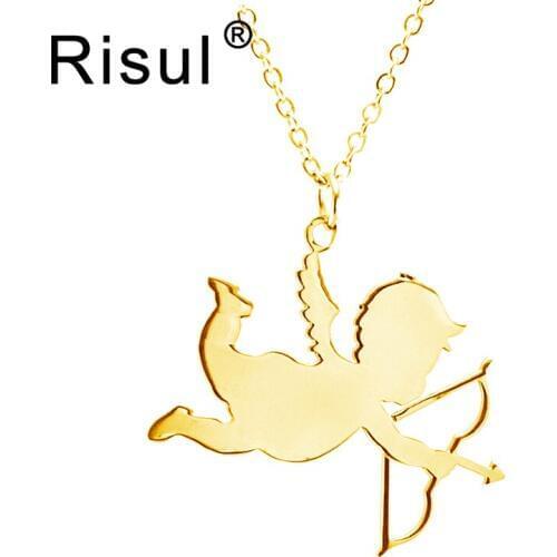 Risul Cupids arrow Charm Pendant Women necklace Jewerly both sides Mirror Polish stainless steel high quality wholesale 50pcs