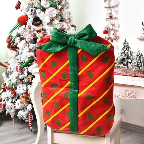 Christmas Decoration Chair Cover Creative Cute Bow Gift Package Chair Cover Christmas Restaurant Home Chair Back Cover